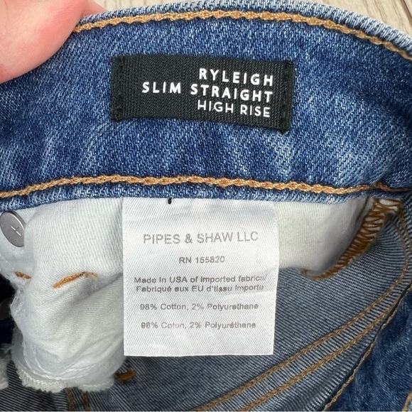 Veronica Beard Ryleigh Patched Knee Straight Leg Jeans 24/00 Atlas Blue $328 - Picture 12 of 13